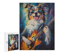 Jigsaw 500 PCS for Teenagers Cool Dog Playing Guitar Art Print Puzzles for Teenagers Improve Memory for Birthday, Chrismas Christmas Birthday Gifts 500 PCS