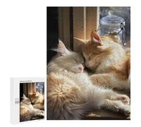 Jigsaw 500 PCS for Teenagers Cozy Cats Sunbathing Together Puzzle For Teenagers Enhance Memory Challenging To Complete Family Fun & Game Night 500 PCS