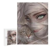 Jigsaw 500 PCS for Teenagers Elegant Woman with Cat Puzzle For Teenagers Difficult Hard Fun Activities at Home Addictive Toys to Cultivate Patience 500 PCS