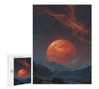 Jigsaw 500 PCS for Teenagers Fiery Moon Over Snowy Peaks Puzzle For Teenagers Difficult Hard Fun Activities at Home Addictive Toys to Cultivate Patience 500 PCS
