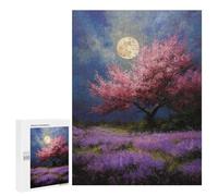 Jigsaw 500 PCS for Teenagers Full Moon Blossom Night Scene Puzzles for Teenagers Analysis And Logic Train Your Brain And Hands Unique Challenge Game 500 PCS