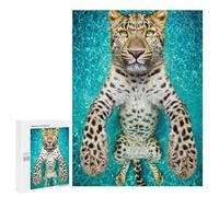 Jigsaw 500 PCS for Teenagers Leopard Swimming Pool Adventure Puzzles for Teenagers Improve Memory for Birthday, Chrismas Christmas Birthday Gifts 500 PCS