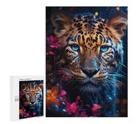 Jigsaw 500 PCS for Teenagers Leopard with Blue Eyes -4 Puzzles for Teenagers Analysis And Logic Train Your Brain And Hands Unique Challenge Game 500 PCS