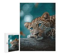 Jigsaw 500 PCS for Teenagers Leopard with Blue Eyes on Tree Branch Puzzle For Teenagers Enhance Memory Challenging To Complete Family Fun & Game Night 500 PCS