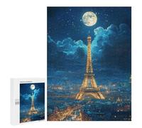 Jigsaw 500 PCS for Teenagers Paris Night Moonlit Eiffel Tower Puzzle For Teenagers Difficult Hard Fun Activities at Home Addictive Toys to Cultivate Patience 500 PCS