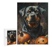 Jigsaw 500 PCS for Teenagers Rottweiler Halloween Portrait Puzzles for Teenagers Improve Memory for Birthday, Chrismas Christmas Birthday Gifts 500 PCS