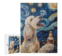 Jigsaw 500 PCS for Teenagers Starry Night Poodle Art Print Puzzles for Teenagers Analysis And Logic Train Your Brain And Hands Unique Challenge Game 500 PCS