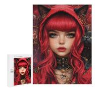 Jigsaw 500 PCS for Teenagers Steampunk Cat Hoodie with Red Hair Puzzle For Teenagers Enhance Memory Challenging To Complete Family Fun & Game Night 500 PCS
