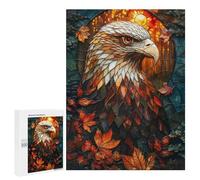 Jigsaw 500 PCS for Teenagerss Abstract Eagle Stained Gl Jigsaw Puzzle Family Games Pattern Assembly Unique Gifts for Birthday And Christmas 500 PCS