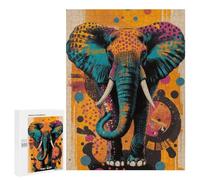 Jigsaw 500 PCS for Teenagerss Abstract Elephant Art Vibrant Elephant Pop Art Bold And Striking Wildlife Design Jigsaw for Adults Toy Wall Decor Presents for Women Unique Gifts for Birthday And Chris