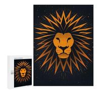 Jigsaw 500 PCS for Teenagerss Abstract Lion Vector Portrait with Spiked Mane Jigsaw Puzzle Family Games Pattern Assembly Unique Gifts for Birthday And Christmas 500 PCS