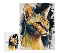 Jigsaw 500 PCS for Teenagerss Abyssinian Cat Watercolor Puzzles for Adults Relax Games Staycation Kill Time for Is Ideal As A Gift 500 PCS