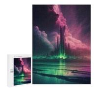 Jigsaw 500 PCS for Teenagerss Alien Cityscape Reflections Puzzles for Adults Relax Games Staycation Kill Time for Is Ideal As A Gift 500 PCS