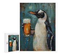 Jigsaw 500 PCS for Teenagerss Beer Drinking Penguin Puzzle for Adults Anti-Stress Toys Difficult Hard for Is Ideal As A Gift 500 PCS