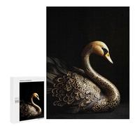 Jigsaw 500 PCS for Teenagerss Black And Gold Swan Jigsaw for Adults Toy Wall Decor Presents for Women Unique Gifts for Birthday And Christmas 500 PCS