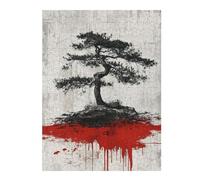 Jigsaw 500 PCS for Teenagerss Bloodstained Bonsai Tree Jigsaws for Adults Hands-on Game Wall Decoration Parent-child Interaction 500 PCS