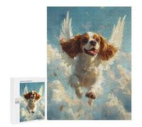 Jigsaw 500 PCS for Teenagerss Cavalier King Charles Spaniel with Angel Wings Pet Memorial Gift Jigsaw for Adults Toy Wall Decor Presents for Women Unique Gifts for Birthday And Christmas 500 PCS
