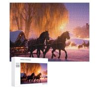 Jigsaw 500 PCS for Teenagerss Christmas Eve Sleigh Ride Jigsaw Relax Games Difficult Challenge Unique Gifts for Birthday And Christmas 500 PCS