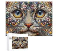Jigsaw 500 PCS for Teenagerss Colorful Cat Eyes Artwork Jigsaw Relax Games Difficult Challenge Unique Gifts for Birthday And Christmas 500 PCS