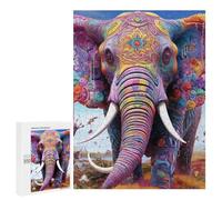 Jigsaw 500 PCS for Teenagerss Colorful Elephant Artwork-28 Jigsaw Relax Games Difficult Challenge Unique Gifts for Birthday And Christmas 500 PCS