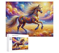 Jigsaw 500 PCS for Teenagerss Colorful Fantasy Horse Art Jigsaw Relax Games Difficult Challenge Unique Gifts for Birthday And Christmas 500 PCS