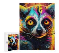 Jigsaw 500 PCS for Teenagerss Colorful Lemur Portrait Jigsaw Relax Games Difficult Challenge Unique Gifts for Birthday And Christmas 500 PCS
