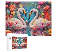 Jigsaw 500 PCS for Teenagerss Colorful Swans in Fantasy Garden Jigsaw Relax Games Difficult Challenge Unique Gifts for Birthday And Christmas 500 PCS