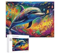 Jigsaw 500 PCS for Teenagerss Colorful Underwater Dolphin Scene Jigsaw Relax Games Difficult Challenge Unique Gifts for Birthday And Christmas 500 PCS