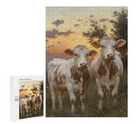Jigsaw 500 PCS for Teenagerss Cows at Sunset Puzzles for Adults Relax Games Staycation Kill Time for Is Ideal As A Gift 500 PCS