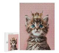 Jigsaw 500 PCS for Teenagerss Cute Kitten King Crown Jigsaw for Adults Toy Wall Decor Presents for Women Unique Gifts for Birthday And Christmas 500 PCS