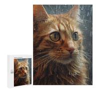 Jigsaw 500 PCS for Teenagerss Cute Wet Cat Puzzles for Adults Relax Games Staycation Kill Time for Is Ideal As A Gift 500 PCS