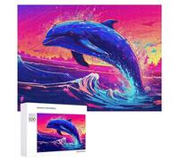Jigsaw 500 PCS for Teenagerss Dolphin Leaping in Vibrant Colors Puzzles for Adults Relaxing Games Analysis And Logic Parent-child Interaction 500 PCS