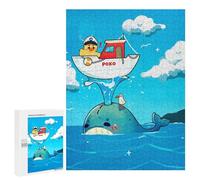 Jigsaw 500 PCS for Teenagerss Duck Captain on Whale Cartoon Illustration Jigsaw Puzzle Family Games Pattern Assembly Unique Gifts for Birthday And Christmas 500 PCS