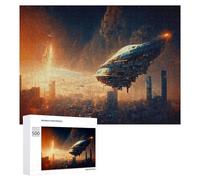 Jigsaw 500 PCS for Teenagerss Dystopian Future Cityscape Jigsaw Relax Games Difficult Challenge Unique Gifts for Birthday And Christmas 500 PCS