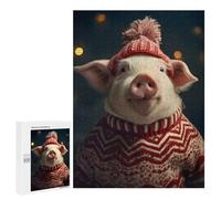 Jigsaw 500 PCS for Teenagerss Festive Swine Chic Puzzles for Adults Relax Games Staycation Kill Time for Is Ideal As A Gift 500 PCS