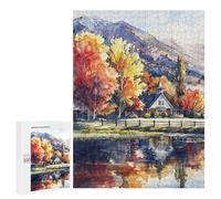 Jigsaw 500 PCS for Teenagerss Fiery Foliage Manor Jigsaw for Adults Toy Wall Decor Presents for Women Unique Gifts for Birthday And Christmas 500 PCS