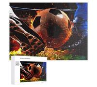 Jigsaw 500 PCS for Teenagerss Fiery Soccer Duel Boots Vs. Ball Jigsaw Relax Games Difficult Challenge Unique Gifts for Birthday And Christmas 500 PCS