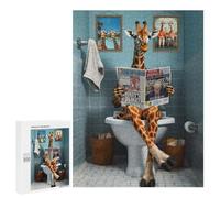 Jigsaw 500 PCS for Teenagerss Funny Giraffe Using Toilet Puzzles for Adults Relax Games Staycation Kill Time for Is Ideal As A Gift 500 PCS