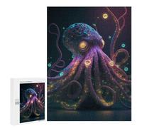 Jigsaw 500 PCS for Teenagerss Glowing Octopus Artwork Jigsaw for Adults Toy Wall Decor Presents for Women Unique Gifts for Birthday And Christmas 500 PCS