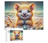 Jigsaw 500 PCS for Teenagerss Golden Hamster on Beach Puzzles for Adults Relaxing Games Analysis And Logic Parent-child Interaction 500 PCS