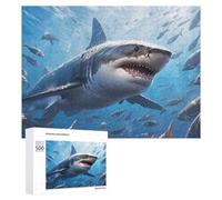 Jigsaw 500 PCS for Teenagerss Great White Shark in Deep Blue Sea Puzzles for Adults Relaxing Games Analysis And Logic Parent-child Interaction 500 PCS