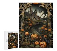 Jigsaw 500 PCS for Teenagerss Halloween Castle Scene Puzzles for Teenagerss Analysis And Logic Parent-child Interaction Challenging Game Toys 500 PCS