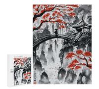 Jigsaw 500 PCS for Teenagerss Japanese Bridge Ink Wash Adult Jigsaw Hands-on Game Home Decoration Unique Gifts for Birthday And Christmas 500 PCS