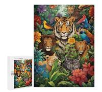 Jigsaw 500 PCS for Teenagerss Jungle Majesty Big Cats in Bloom Jigsaw Relax Games Difficult Challenge Unique Gifts for Birthday And Christmas 500 PCS