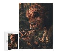 Jigsaw 500 PCS for Teenagerss Lion Deer Forest Magical Puzzles for Adults Relax Games Staycation Kill Time for Is Ideal As A Gift 500 PCS