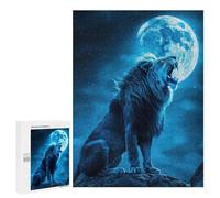 Jigsaw 500 PCS for Teenagerss Lion Under A Full Moon Puzzles for Adults Relax Games Staycation Kill Time for Is Ideal As A Gift 500 PCS