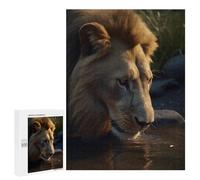 Jigsaw 500 PCS for Teenagerss Lion Water Drinking River Jigsaw for Adults Toy Wall Decor Presents for Women Unique Gifts for Birthday And Christmas 500 PCS