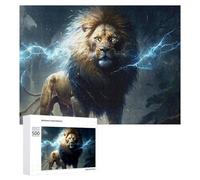 Jigsaw 500 PCS for Teenagerss Lion with Electric Energy Aura Jigsaw Relax Games Difficult Challenge Unique Gifts for Birthday And Christmas 500 PCS