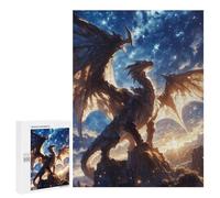 Jigsaw 500 PCS for Teenagerss Majestic Dragon Starry Sky Puzzles for Adults Relax Games Staycation Kill Time for Is Ideal As A Gift 500 PCS