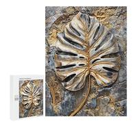 Jigsaw 500 PCS for Teenagerss Metallic Monstera Leaf Puzzles for Teenagerss Analysis And Logic Parent-child Interaction Challenging Game Toys 500 PCS